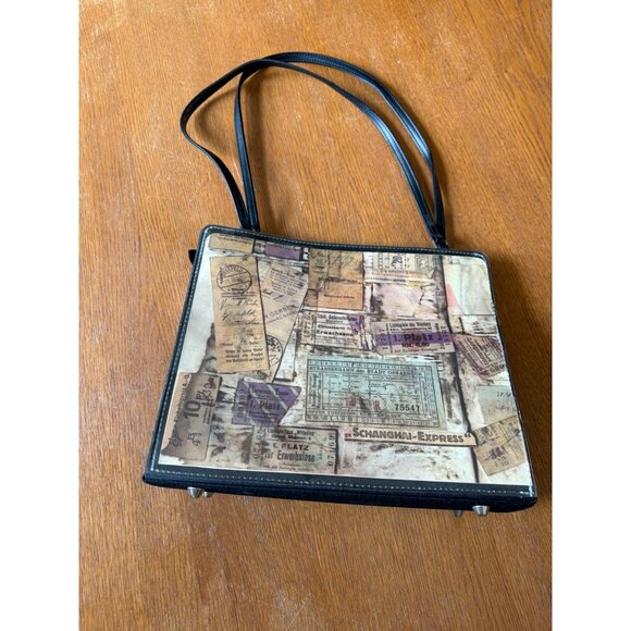 Vintage Prezzo NYC Design Shoulder Bag With Travel & Postcard Collage - Picture 2 of 6
